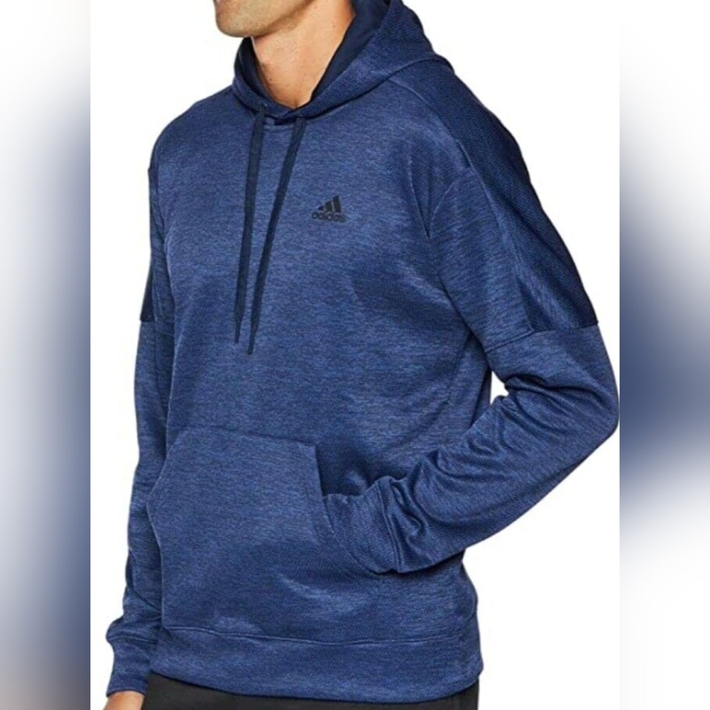 Adidas Climawarm Men's Heather Blue Fleece Hoodie Sweatshirt Size XL